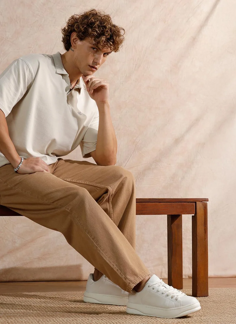 روجن Solid Light Fade Loose Fit Jeans  | Khaki